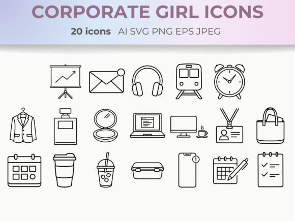 Download Corporate Girl Line Icons Office Life - Life Collection