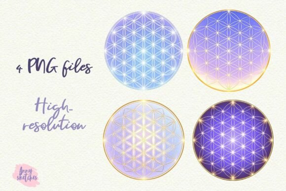 Download 4 Flower of Life Sacred Geometry Clipart - Life Collection